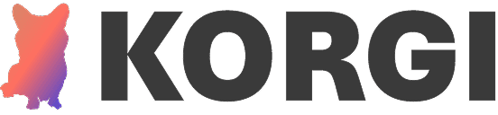Korgi logo of tan silhouette of small dog