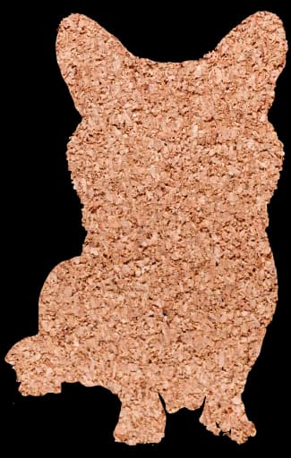 Korgi logo of tan silhouette of small dog