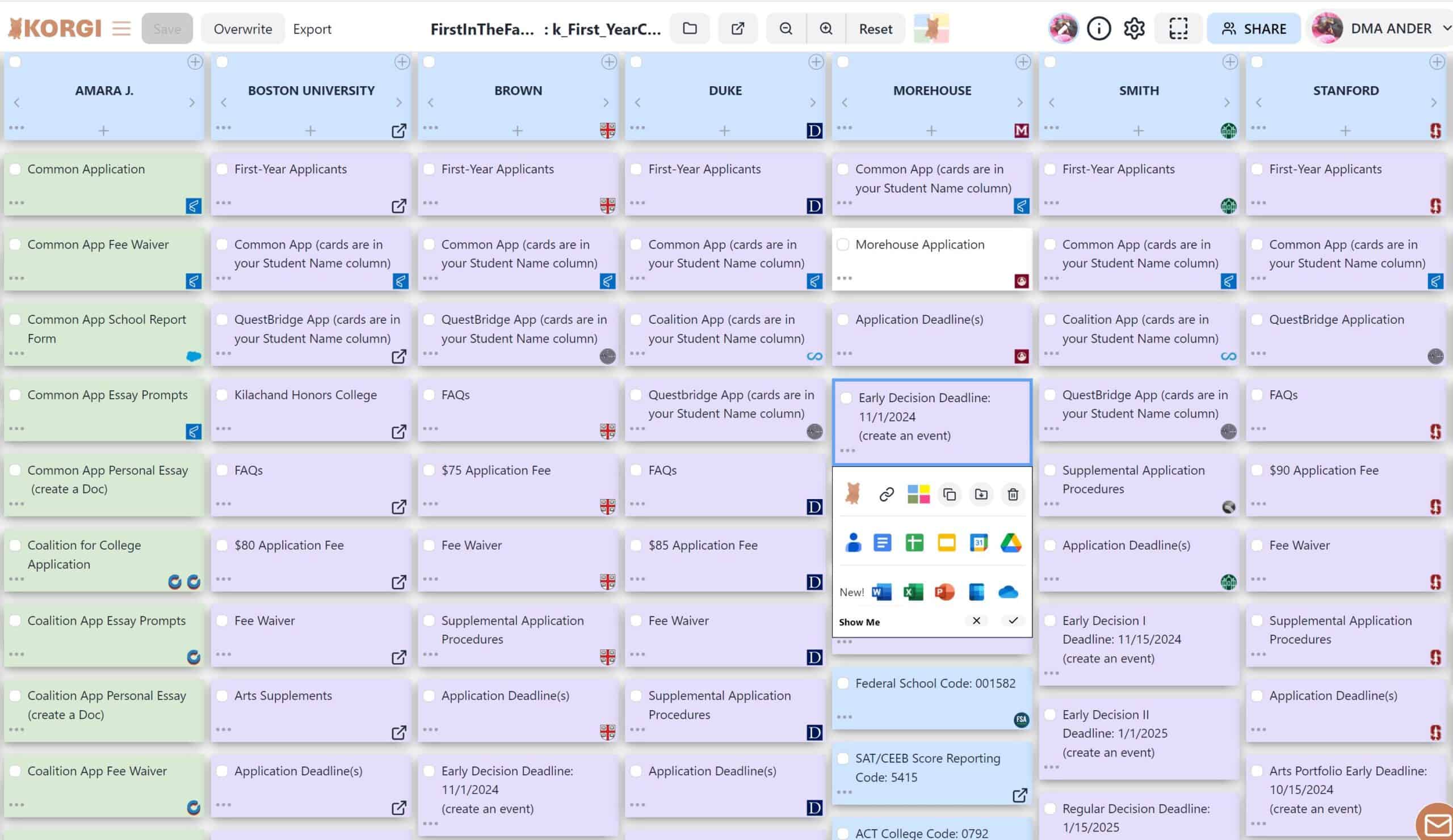 Cover Image for BREAKING: Korgi's pre-built college application boards updated for 2024-25!